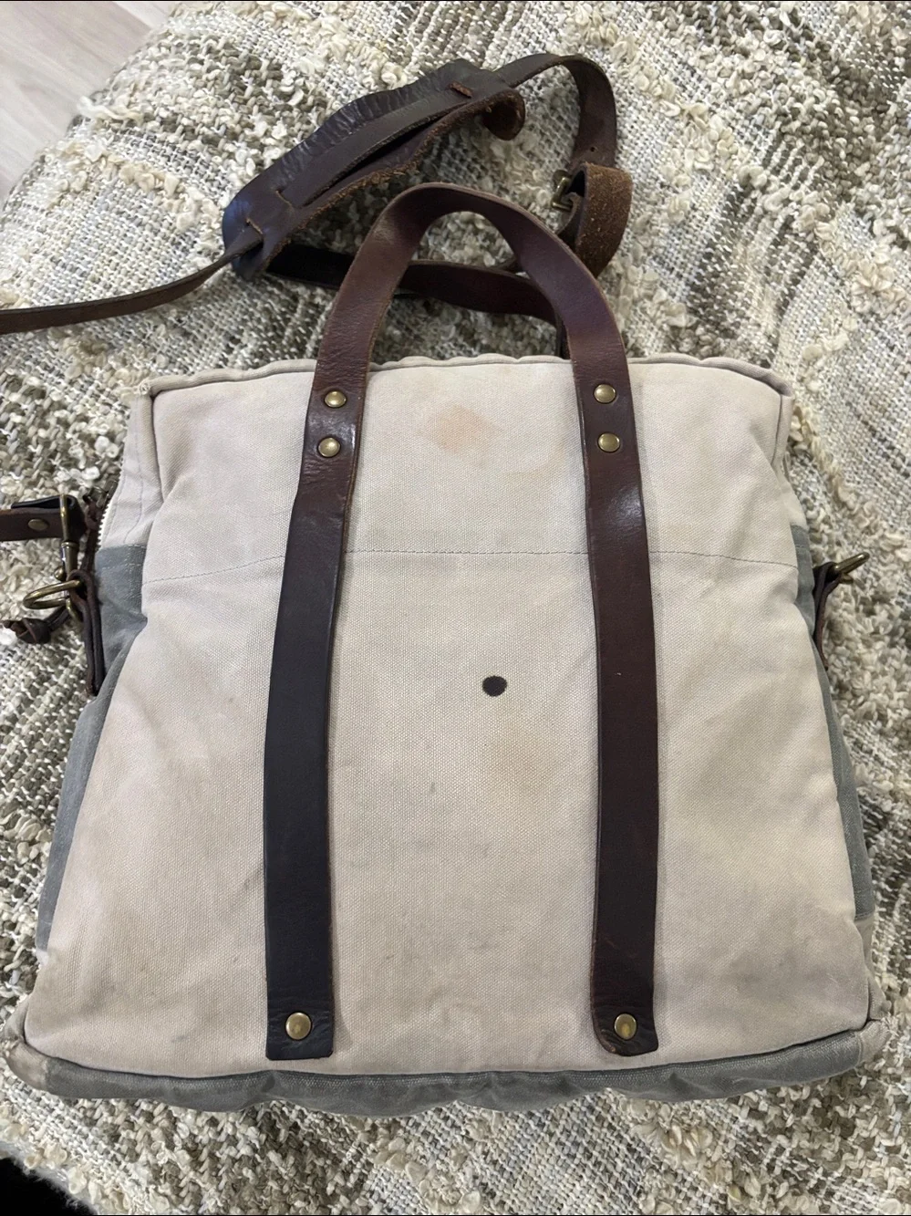 J. Stark Prospect Briefcase Canvas Messenger Waxed Rare Bag Leather Trim